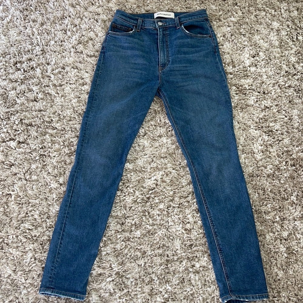 Reformation High Waisted Skinny Blue Jeans Size 29